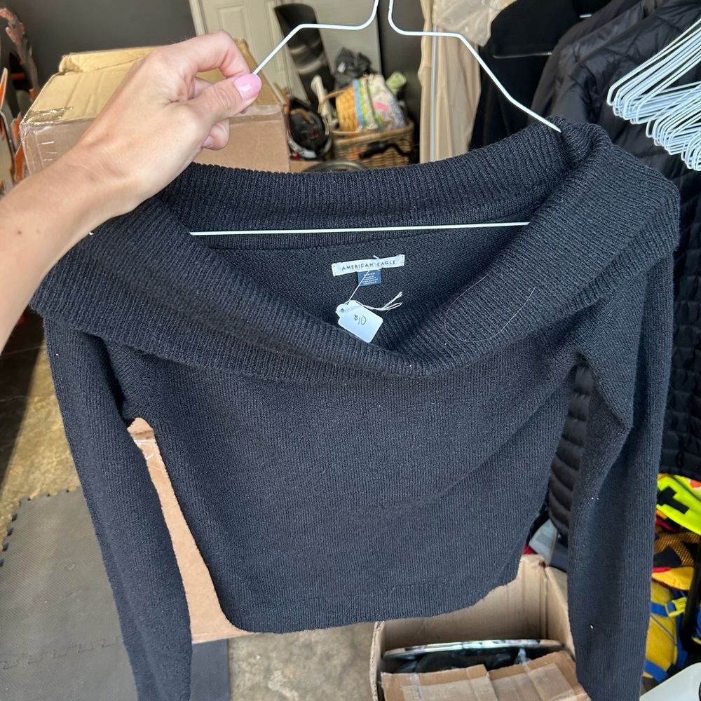 American Eagle Outfitters Off-the-Shoulder Black Sweater